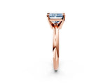 Rose gold Fancy Blue Radiant Cut Diamond Solitaire Engagement Ring with Round Band and Four-Prong Setting_156