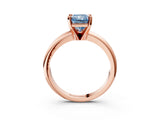 Rose gold Fancy Blue Radiant Cut Diamond Solitaire Engagement Ring with Round Band and Four-Prong Setting_157