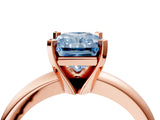 Rose gold Fancy Blue Radiant Cut Diamond Solitaire Engagement Ring with Round Band and Four-Prong Setting_158
