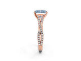 Rose gold Fancy Blue Radiant Cut Diamond Solitaire Engagement Ring with Twisted Pavé Band and Four-Prong Setting_46