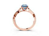 Rose gold Fancy Blue Radiant Cut Diamond Solitaire Engagement Ring with Twisted Pavé Band and Four-Prong Setting_47