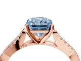 Rose gold Fancy Blue Radiant Cut Diamond Solitaire Engagement Ring with Twisted Pavé Band and Four-Prong Setting_48