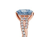 Rose gold Fancy Blue Radiant Cut Diamond Solitaire Engagement Ring with Twisted Pavé Band and Four-Prong Setting_49
