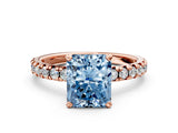 Rose gold Fancy Blue Radiant Cut Diamond Solitaire Pavé Engagement Ring with Round Band and Prong Setting_32