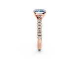 Rose gold Fancy Blue Radiant Cut Diamond Solitaire Pavé Engagement Ring with Round Band and Prong Setting_34