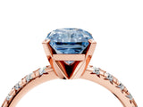 Rose gold Fancy Blue Radiant Cut Diamond Solitaire Pavé Engagement Ring with Round Band and Prong Setting_36