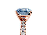 Rose gold Fancy Blue Radiant Cut Diamond Solitaire Pavé Engagement Ring with Round Band and Prong Setting_37