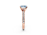 Rose gold Fancy Blue Radiant Cut Diamond Solitaire Pavé Engagement Ring with Round Band and Prong Setting_52