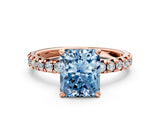Rose gold Fancy Blue Radiant Cut Diamond Solitaire Pavé Engagement Ring with Round Band and Prong Setting_68