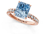 Rose gold Fancy Blue Radiant Cut Diamond Solitaire Pavé Engagement Ring with Round Band and Prong Setting_69