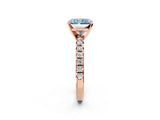 Rose gold Fancy Blue Radiant Cut Diamond Solitaire Pavé Engagement Ring with Round Band and Prong Setting_70