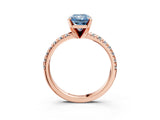 Rose gold Fancy Blue Radiant Cut Diamond Solitaire Pavé Engagement Ring with Round Band and Prong Setting_71