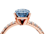 Rose gold Fancy Blue Radiant Cut Diamond Solitaire Pavé Engagement Ring with Round Band and Prong Setting_72