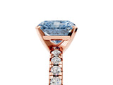 Rose gold Fancy Blue Radiant Cut Diamond Solitaire Pavé Engagement Ring with Round Band and Prong Setting_73