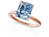 Rose gold Fancy Blue Radiant Cut Diamond Solitaire Ring with Classic Band and Four-Prong Setting_1