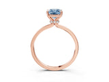 Rose gold Fancy Blue Radiant Cut Diamond Solitaire Ring with Classic Band and Four-Prong Setting_3