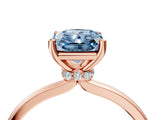 Rose gold Fancy Blue Radiant Cut Diamond Solitaire Ring with Classic Band and Four-Prong Setting_4