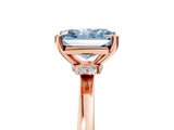 Rose gold Fancy Blue Radiant Cut Diamond Solitaire Ring with Classic Band and Four-Prong Setting_5