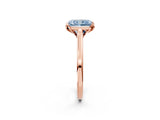 Rose gold Fancy Blue Radiant Cut Diamond Solitaire Ring with Flower Prong Setting and Classic Band_14