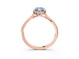 Rose gold Fancy Blue Radiant Cut Diamond Solitaire Ring with Flower Prong Setting and Classic Band_15