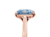 Rose gold Fancy Blue Radiant Cut Diamond Solitaire Ring with Flower Prong Setting and Classic Band_17