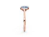 Rose gold Fancy Blue Radiant Cut Diamond Solitaire Ring with Flower Prong Setting and Classic Band_39