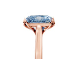 Rose gold Fancy Blue Radiant Cut Diamond Solitaire Ring with Flower Prong Setting and Classic Band_42