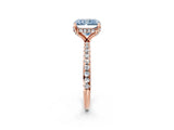 Rose gold Fancy Blue Radiant Cut Diamond Solitaire Ring with Four-Prong Setting and Pavé Band_5