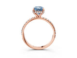 Rose gold Fancy Blue Radiant Cut Diamond Solitaire Ring with Four-Prong Setting and Pavé Band_6