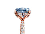 Rose gold Fancy Blue Radiant Cut Diamond Solitaire Ring with Four-Prong Setting and Pavé Band_8