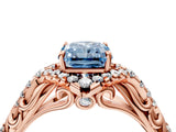 Rose gold Fancy Blue Radiant Cut Diamond Solitaire Ring with Hidden Halo and Pavé Band_31