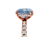 Rose gold Fancy Blue Radiant Cut Diamond Solitaire Ring with Pavé Band and Four-Prong Setting_98
