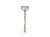 Rose gold Fancy Blue Radiant Cut Diamond Solitaire Ring with Pavé Band and Hidden Halo_27