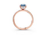 Rose gold Fancy Blue Radiant Cut Diamond Solitaire Ring with Pavé Band and Hidden Halo_28