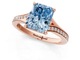 Rose gold Fancy Blue Radiant Cut Diamond Solitaire Ring with Pavé Band and Prong Setting_13