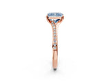 Rose gold Fancy Blue Radiant Cut Diamond Solitaire Ring with Pavé Band and Prong Setting_14