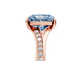 Rose gold Fancy Blue Radiant Cut Diamond Solitaire Ring with Pavé Band and Prong Setting_17