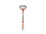 Rose gold Fancy Blue Radiant Cut Diamond Solitaire Ring with Pave Band and Four Prong Setting_75