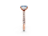 Rose gold Fancy Blue Radiant Cut Diamond Solitaire Ring with Round  Pavé Band and Four-Prong Setting_50