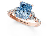 Rose gold Fancy Blue Radiant Cut Diamond Solitaire Ring with Side Stones and Four-Prong Setting_38