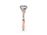 Rose gold Fancy Blue Radiant Cut Diamond Solitaire Ring with Side Stones and Four-Prong Setting_39