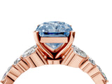 Rose gold Fancy Blue Radiant Cut Diamond Solitaire Ring with Side Stones and Four-Prong Setting_41