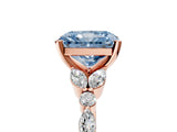 Rose gold Fancy Blue Radiant Cut Diamond Solitaire Ring with Side Stones and Four-Prong Setting_42