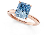Rose gold Fancy Blue Radiant Cut Diamond Solitaire Ring with Six-Prong Setting and Classic Band_280