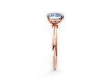 Rose gold Fancy Blue Radiant Cut Diamond Solitaire Ring with Six-Prong Setting and Classic Band_281