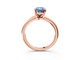 Rose gold Fancy Blue Radiant Cut Diamond Solitaire Ring with Six-Prong Setting and Classic Band_282