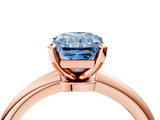Rose gold Fancy Blue Radiant Cut Diamond Solitaire Ring with Six-Prong Setting and Classic Band_283