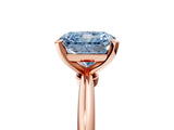 Rose gold Fancy Blue Radiant Cut Diamond Solitaire Ring with Six-Prong Setting and Classic Band_284