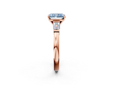 Rose gold Fancy Blue Radiant  Cut Diamond Solitaire Ring with Tapered Baguette Accents and Four-Prong Setting_47