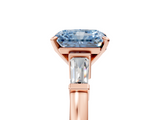 Rose gold Fancy Blue Radiant  Cut Diamond Solitaire Ring with Tapered Baguette Accents and Four-Prong Setting_50